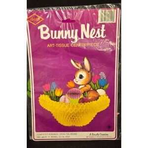 Vintage Beistle 1979 Bunny Nest Art Die Cut Honeycomb Centerpiece Old New Stock